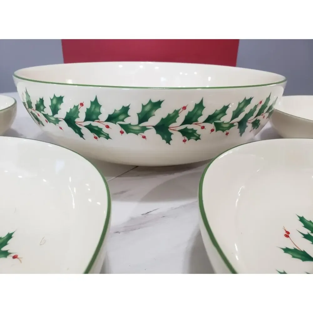 NEW Lenox Holiday 894184 Pasta Serving 5 Piece Set Christmas Bowl‎